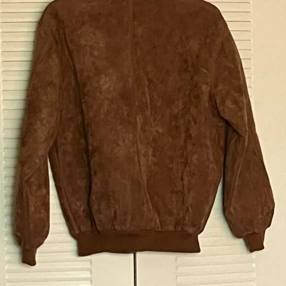 Made In Italy Suede Bronze-Brown ‘Bomber’ Jacket Size L